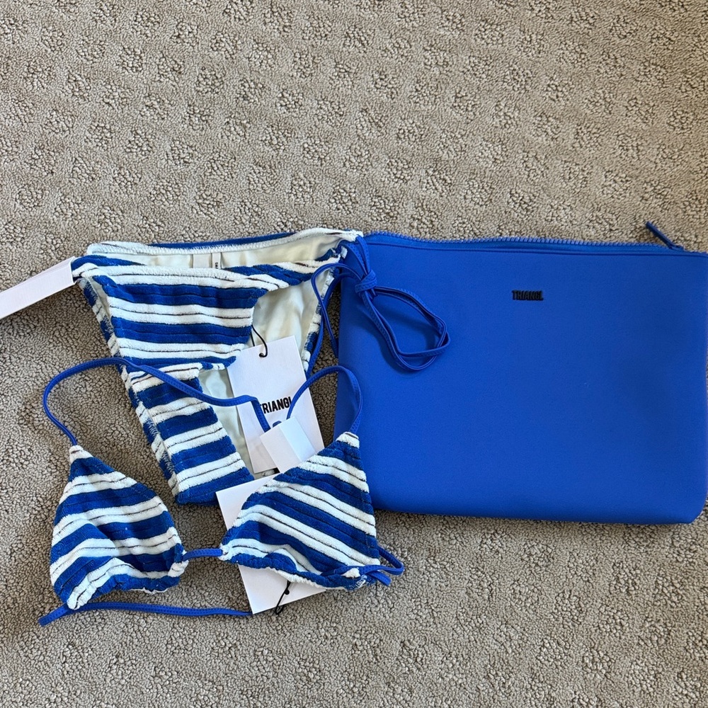 Triangl Blue and White Striped Bikini Top brand new never worn, price is firm.